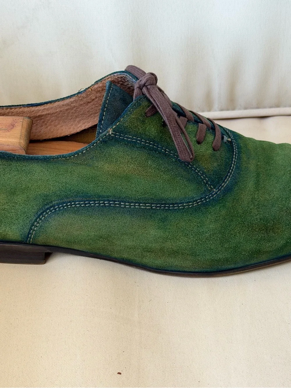 Hand-Finished Green Patina Suede Derby | ALDO | 1 of 1 | Size 9